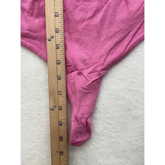 NWT Naked Wardrobe Fine Lines Square Neck Bodysuit Spaghetti Straps Pink XL - Picture 2 of 7